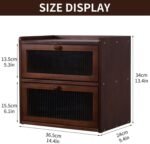 Double Layer Large Bread Box for Kitchen Counter, Wooden Bread Storage Container with Acrylic Window (brown) - Image 3