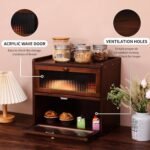 Double Layer Large Bread Box for Kitchen Counter, Wooden Bread Storage Container with Acrylic Window (brown) - Image 4