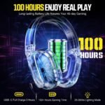 BENGOO Wireless Gaming Headset for PS5, PS4, PC, Switch, Mac, 2.4GHz USB Over Ear Gaming Headphones with Crystal RGB Lights - Image 4