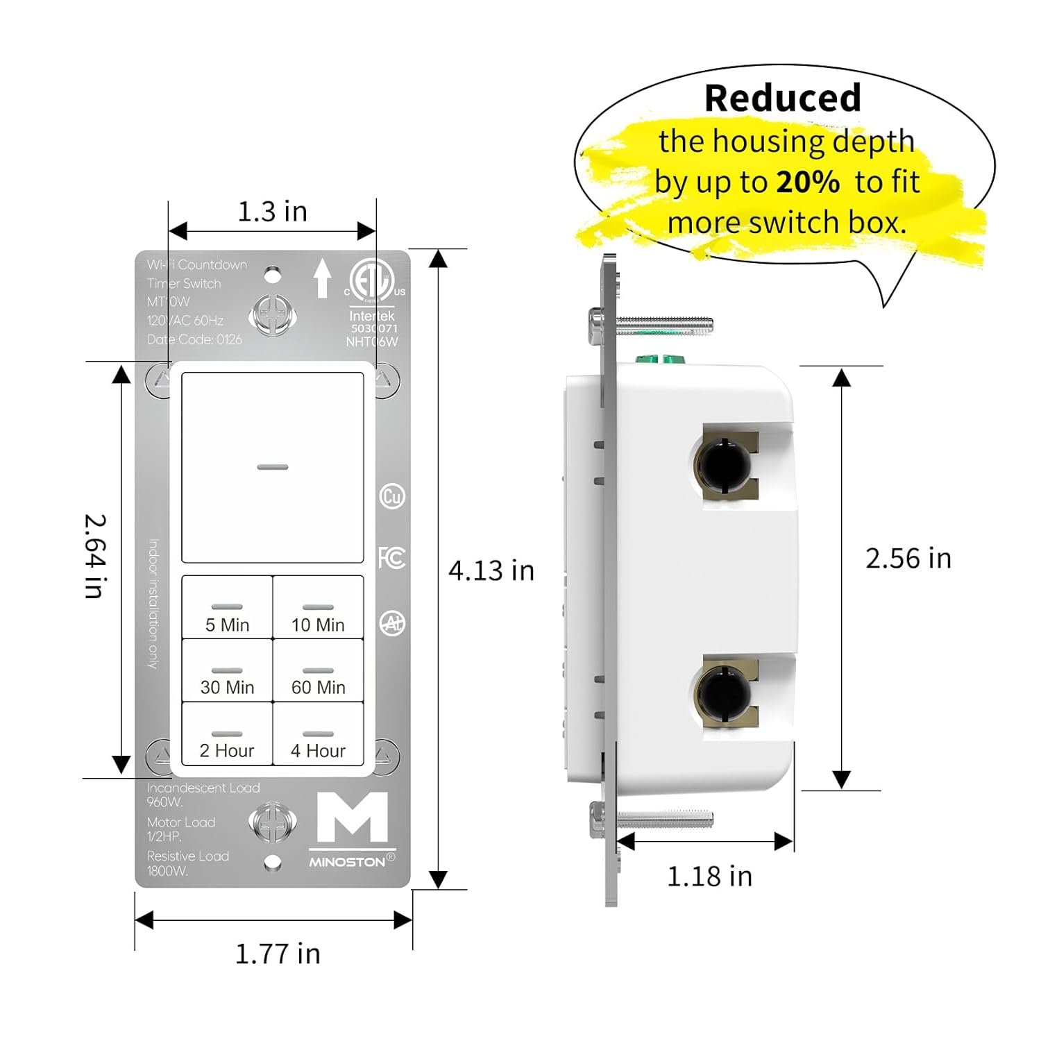 Minoston WiFi Timer Switch - Smart Countdown Timer, 5-15-30 Minutes/1-2-4 Hour, ON/OFF, Neutral Wire Needed, for Lights, Fans, Heaters, ETL Listed - Image 3