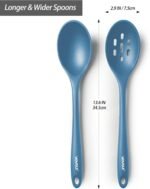 Silicone Spoons for Cooking - Extra Large Kitchen Spoons for Mixing, Serving, & Stirring - 600°F Heat-Resistant Non Stick Utensils Ladle & Skimmer- Dishwasher Safe, Starry Blue - Image 3