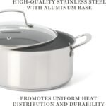 Martha Stewart Delaroux 10 Piece Stainless Steel Pots and Pans Kitchen Cookware Set w/PFAs Free Premium Nonstick Ceramic Interior - Image 4