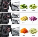 Safe Mandoline Slicer for Kitchen, 6 in 1 Vegetable Chopper, French Fry Cutter For Potatoes, Potato Slicer,Food Chopper,Adjustable Thickness 0.1-8 mm, With Peeler/Cleaning Brush (Gray) - Image 5