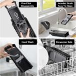 Safe Mandoline Slicer for Kitchen, 6 in 1 Vegetable Chopper, French Fry Cutter For Potatoes, Potato Slicer,Food Chopper,Adjustable Thickness 0.1-8 mm, With Peeler/Cleaning Brush (Gray) - Image 7