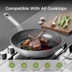 Sanho 10 Inch Frying Pan Nonstick, PFOS/PFOA/PTFE-Free Healthy Ceramic Coating, Induction Compatible Cookware for All Stovetops, Dishwasher Safe, Gray - Image 4