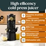 Cold Press Juicer Machine | Powerful Wide Chute Slow Masticating Juicer | Whole Fruits & Vegetables | High Juice Yield | Easy to Clean - Image 4