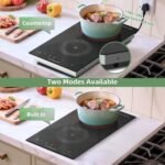 Electric Cooktop 2 Burners 110V~120V, 12'' Plug in Electric Stove Top,Countertop or Built-in,Ceramic Glass,Sensor Touch Control,Timer,9 Power Levels,Portable,1800W - Image 3