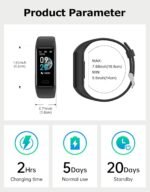 Fitness Tracker, Fitness Watches for Women Men Pedometer Watch with 24/7 Heart Rate Monitor Sleep Tracker Step/Calorie Counter Stopwatch IP68 Waterproof Activity Trackers (Dark Black) - Image 6