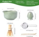 Matcha Whisk Set,5 Pcs Matcha Kit includes 18OZ Ceramic Bowl with Spout,Bamboo Whisk,Holder,Bamboo Scoop, Stainless Sifter for Matcha Lovers or Beginners - Image 4