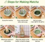 Matcha Whisk Set,5 Pcs Matcha Kit includes 18OZ Ceramic Bowl with Spout,Bamboo Whisk,Holder,Bamboo Scoop, Stainless Sifter for Matcha Lovers or Beginners - Image 6
