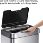 EKO Mirage-T 50 Liter / 13.2 Gallon Touchless Rectangular Motion Sensor Trash Can, Brushed Stainless Steel Finish - Image 3