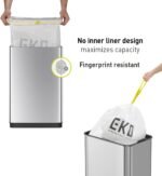 EKO Mirage-T 50 Liter / 13.2 Gallon Touchless Rectangular Motion Sensor Trash Can, Brushed Stainless Steel Finish - Image 4