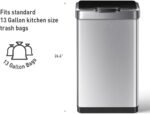 EKO Mirage-T 50 Liter / 13.2 Gallon Touchless Rectangular Motion Sensor Trash Can, Brushed Stainless Steel Finish - Image 5