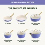GreenPan Hard Anodized Healthy Ceramic Nonstick 10 Piece Cookware Pots and Pans Set, Gold Handle, PFAS-Free, Dishwasher Safe, Oven Safe, Periwinkle - Image 4