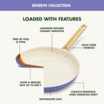 GreenPan Hard Anodized Healthy Ceramic Nonstick 10 Piece Cookware Pots and Pans Set, Gold Handle, PFAS-Free, Dishwasher Safe, Oven Safe, Periwinkle - Image 5