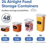 Airtight Food Storage Container Set - 24 Piece, Kitchen & Pantry Organization, BPA-Free, Plastic Canisters with Durable Lids Ideal for Cereal, Flour & Sugar - Labels, Marker & Spoon Set - Image 3