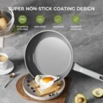 Sanho Diamond-Titanium Ceramic Nonstick Fry Pan Set, 10in & 12in Frying Pans, PFAS PFOA PTFE Free, Dishwasher Safe & Induction Compatible Cookware with Cool-Touch Handle, Gray - Image 3