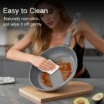 Sanho Diamond-Titanium Ceramic Nonstick Fry Pan Set, 10in & 12in Frying Pans, PFAS PFOA PTFE Free, Dishwasher Safe & Induction Compatible Cookware with Cool-Touch Handle, Gray - Image 5
