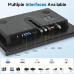 10.1" Security Monitor, 1024x600 HD Display, HDMI VGA BNC AV USB Ports, Small Monitor with Built-in Speakers & Remote Control, for CCTV Surveillance, DVR, PC, Raspberry Pi - Image 5