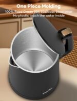 Electric Kettle, Double Wall 1.7L Stainless Steel Cool Touch, Water Boiler & Heater, 1500W Hot Tea Pot, Boil Dry Protection & Cordless Base, BPA-Free, Black - Image 3