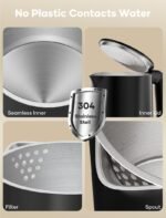 Electric Kettle, Double Wall 1.7L Stainless Steel Cool Touch, Water Boiler & Heater, 1500W Hot Tea Pot, Boil Dry Protection & Cordless Base, BPA-Free, Black - Image 4