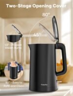 Electric Kettle, Double Wall 1.7L Stainless Steel Cool Touch, Water Boiler & Heater, 1500W Hot Tea Pot, Boil Dry Protection & Cordless Base, BPA-Free, Black - Image 5