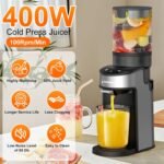 Cold Press Juicer,400W Juicer Machines,4.9"Wide Feed Chute Slow Masticating Juicer for Whole Vegetables & Fruits,Advanced Touch Sensing Switch, (Silver Gray) - Image 3