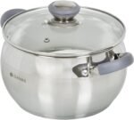 Daniks Modern 3 Quart Stainless Steel Stock Pot with Glass Lid, Tri-Ply Bottom for Even Heating, Induction Compatible, Dishwasher Safe, Heatproof Handles - Image 3