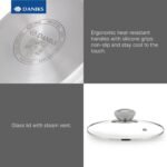 Daniks Modern 3 Quart Stainless Steel Stock Pot with Glass Lid, Tri-Ply Bottom for Even Heating, Induction Compatible, Dishwasher Safe, Heatproof Handles - Image 4