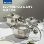 Daniks Modern 3 Quart Stainless Steel Stock Pot with Glass Lid, Tri-Ply Bottom for Even Heating, Induction Compatible, Dishwasher Safe, Heatproof Handles - Image 6