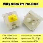 Gateron Milky Yellow Pro V2 Pre-lubed 5-Pin 50gf Linear Switches for All MX Mechanical Keyboard Game Keyboard(Milky Yellow Pro V2,72PCS) - Image 4
