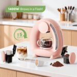BENFUCHEN Pod and Grounds Single-Serve Coffee Maker, 2 in 1 One Cup Coffee Machine Compatible with K-Cup Pod & Coffee Grounds/Tea, Compact Design, 4-8oz, Pink - Image 3