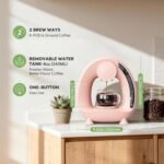 BENFUCHEN Pod and Grounds Single-Serve Coffee Maker, 2 in 1 One Cup Coffee Machine Compatible with K-Cup Pod & Coffee Grounds/Tea, Compact Design, 4-8oz, Pink - Image 4