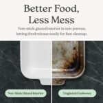 Stoneware Casserole Dish Bakeware Set of 3 | Rectangular Dinnerware Set with Handles [Deep Red] - Image 4