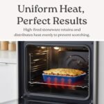 Stoneware Casserole Dish Bakeware Set of 3 | Rectangular Dinnerware Set with Handles [Deep Red] - Image 5