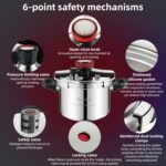 304 Stainless Steel Pressure Cooker 4 QT (4.22 Quart) - Explosion-Proof Safety Lock, One Hand Operation, Fast Cooking, Dishwasher Safe & Induction Compatible Cookware, Deeluban - Image 3
