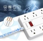 Power Strip with USB,Surge Protector Flat Plug with 8 Widely Spaced Outlets and 6 USB Ports(1 USB C), 5ft Extension Cord Wall Mountable Phone Tablet Laptop Computer Multiple Devices - Image 5