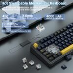 AULA F75 75% Wireless Mechanical Keyboard, Hot Swappable Creamy Keyboard, Pre-lubed Greywood Switches RGB Backlit Gaming Keyboards, 2.4GHz/Type-C/BT5.0(Cool Black) - Image 5