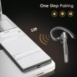 Bluetooth Headset, Wireless Bluetooth Earpiece V5.0 Hands-Free Earphones with Built-in Mic for Driving/Business/Office, Compatible with iPhone and Android (Gray) - Image 4