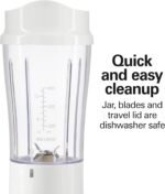 Hamilton Beach Portable Blender for Shakes and Smoothies, 14 Oz BPA Free Travel Cup & Lid, Durable Stainless Steel Blades, Personal Smoothie Blender, White ( 51101V) - Image 4