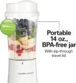 Hamilton Beach Portable Blender for Shakes and Smoothies, 14 Oz BPA Free Travel Cup & Lid, Durable Stainless Steel Blades, Personal Smoothie Blender, White ( 51101V) - Image 6