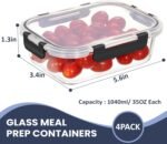 HOTEC 35OZ Glass Food Storage Container, Airtight Glass Lunch Fruit Containers with Lids - Microwave, Oven, Freezer and Dishwasher Safe, 4-PACK - Image 3