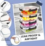 HOTEC 35OZ Glass Food Storage Container, Airtight Glass Lunch Fruit Containers with Lids - Microwave, Oven, Freezer and Dishwasher Safe, 4-PACK - Image 4