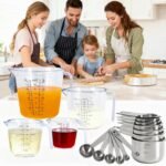 7x Stainless Steel Measuring Cups with 6x Measure Spoons Set,4x Plastic liquid Measurings Cups for Liquids,Kitchen Gadgets for Cooking & Baking Utensils Christmas Gift (17Pcs) - Image 3