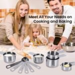 7x Stainless Steel Measuring Cups with 6x Measure Spoons Set,4x Plastic liquid Measurings Cups for Liquids,Kitchen Gadgets for Cooking & Baking Utensils Christmas Gift (17Pcs) - Image 4