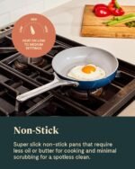 Caraway Mini Cookware Set - Non-Stick Ceramic Fry Pan (1.05 qt, 8") Sauce Pan (1.75 qt) & Storage Rack - Non Toxic, PTFE & PFOA Free - Oven Safe & Stovetop Agnostic (Gas, Electric & Induction) - Cream - Image 4