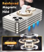 2nd Gen for Magsafe Phone Grip for iPhone - Strong Dual-Sided Magnetic Phone Ring Holder - Detachable, Comfortable Finger Loop Stand for iPhone 17 Pro Max 16 15/14/13/12 Series (Gold) - Image 5