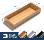 Bamboo Drawer Organizer, Stackable Utensil Organizer for Kitchen, Bamboo Storage Box Wood Silverware Tray for Drawer 15" x 6" x 2" Set of 2 - Image 5