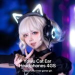 YOWU Cat Ear Headphones 4GS - RGB Gaming Headset with Mic & 2.4G USB/Type C Dongle for PC/PS4/PS5/XBOX/Switch, Wired/Wireless Bluetooth Headphones(Black) - Image 3
