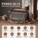 YUNZII QL75 Wireless Typewriter Hot Swap Retro Mechanical Keyboard,Punk Round Keycaps,RGB Backlit QMK/VIA Programmable, Multi-Device Keyboard with 2.4GHz/Type-C/BT5.0 (Wood, Onyx Switch) - Image 3